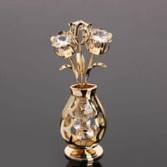 Swarovski Elements Kovová postavička "váza s květinami", se swarovski krystaly