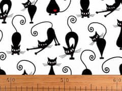 Kraftika 1m 51) černá bavlněná látka kočka, bavlněné látky