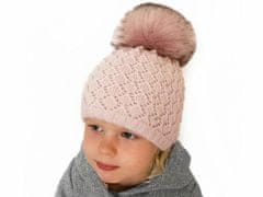 Kraftika 1ks černá růžová dívčí zimní čepice s perlami a bambulí