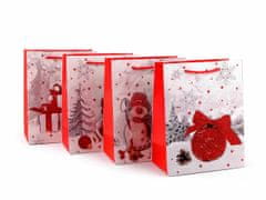 Kraftika 1ks šedobílá baňka dárková taška s glitry vánoční