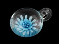 Kraftika 1ks 2 modrá azurová skleněný přívěsek květ 29 mm