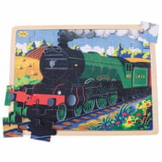 Bigjigs Toys Dřevěné puzzle historický vlak flying scotsman