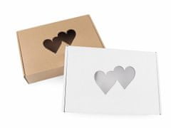 Kraftika 1ks bílá papírová krabice s průhledem - srdce, krabičky