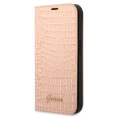 PU Croco with Metal Camera Outline Book Pouzdro pro iPhone 14 Plus Pink