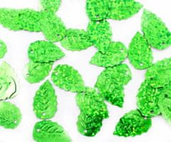 Kraftika Velké konfety ve tvaru lístečků, jasně zelené, třpytivé