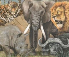 Kraftika Ubrousek pět zvířat v africe, 33x33cm