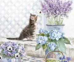 Kraftika Ubrousek kotě s květy, 33x33cm