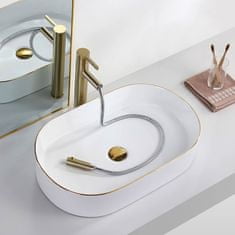BPS-koupelny Keramické umyvadlo na desku REA NADIA bílé/zlaté