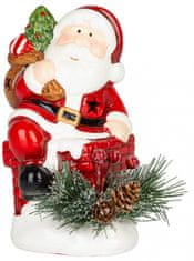 MAGIC HOME Santa s chvojím, LED, terakota, 10x8,2x13,7 cm
