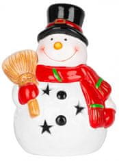 MAGIC HOME Usmátý sněhulák, LED, terakota, 8,5x8,2x12,5 cm