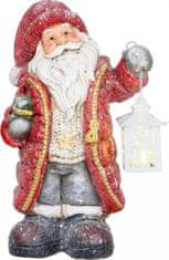 MAGIC HOME Santa s lucernou, LED, keramika, 2xAAA, 26x18x42 cm