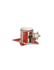 Brandani Vánoční sada 2 šálků s podšálkami ve tvaru hvězdy Lo Schiaccianoci BRANDANI