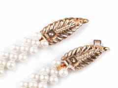 Kraftika 1ks erlová zlatá dekorační úvaz perly na závěsy list