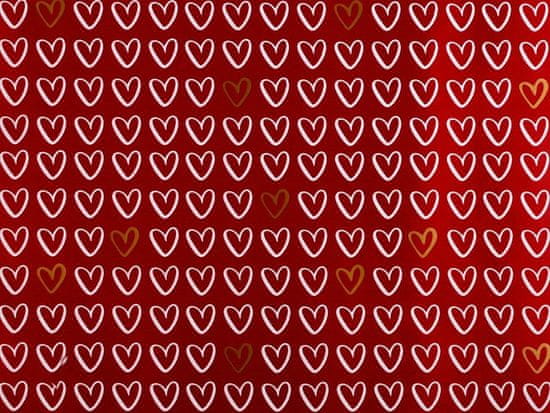 Kraftika 1ks červená srdce balicí papír 0,7x2 m, papíry fólie