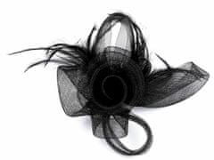 Kraftika 1ks černá fascinátor / brož květ s peřím, klobouky