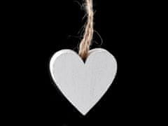 Kraftika 5ks ílá mléčná dřevěná dekorace srdce s jutovým poutkem