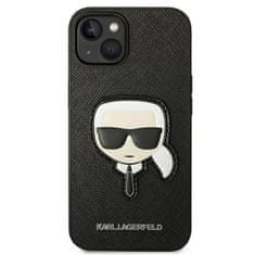 Karl Lagerfeld KLHCP14MSAPKHK hard silikonové pouzdro iPhone 14 PLUS 6.7" black Saffiano Karl`s Head Patch