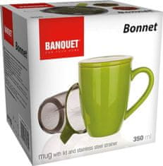 Banquet Hrnek s víčkem a nerezovým sítkem BONNET 350 ml, zelený, OK