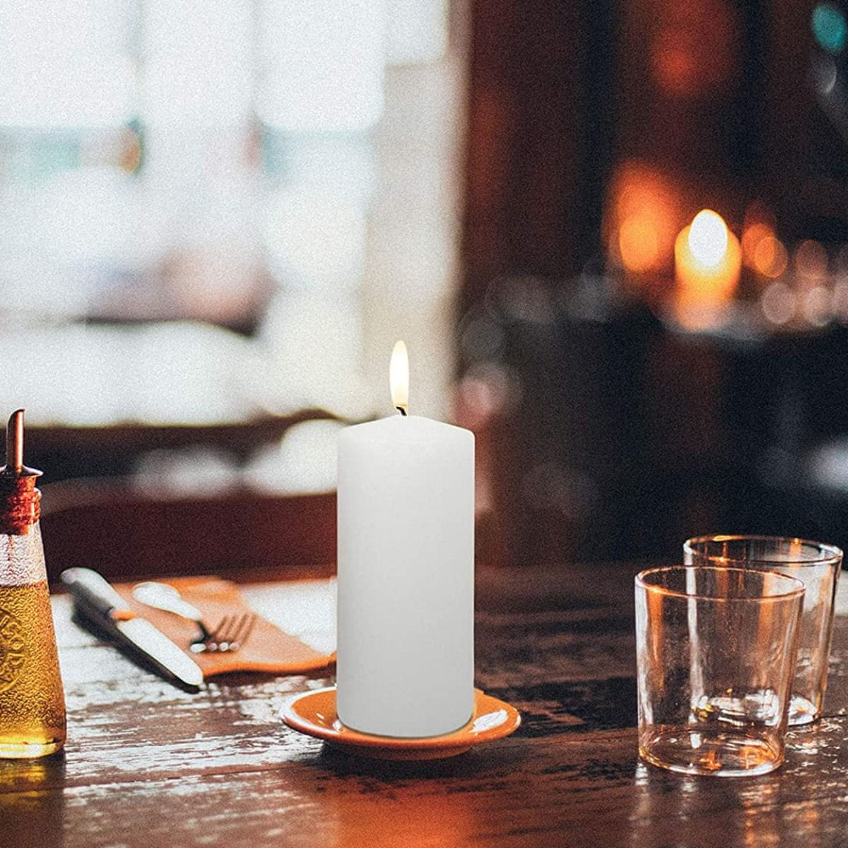 LUMILED Set 6 sveč, tradicionalna cilindrična sveča 12 cm, bela