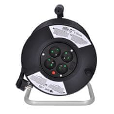 Solight prodlužovací přívod na bubnu, 4 zásuvky, 25m, černý kabel, 3x 1,5mm2, PB01