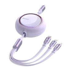 BASEUS Bright Mirror 3in1 kabel USB-C - micro USB / USB-C / Lightning PD 100W 1.2m, fialový