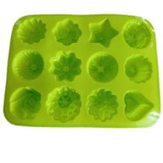 MojeParty Forma pečící silikonová Mini tvary mix zelená 25 x 17 cm