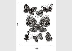 AG Design Samolepka na zeď, AG Design, F 0459, Černé kreslené motýly, 65x85 cm