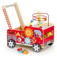 EcoToys Dřevěné dětské vzdělávací chodítko - hasičské auto