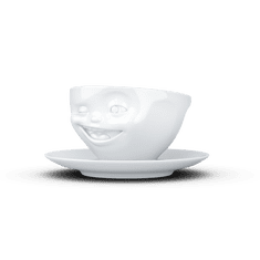 58products Šálek na kávu "Mrkající" v bílé barvě, 200 ml