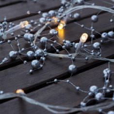 DecoLED DecoLED LED světelný řetěz na baterie - stříbrné perly, teple bílá, 10 diod, 1,3m