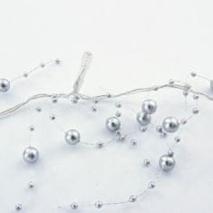 DecoLED DecoLED LED světelný řetěz na baterie - stříbrné perly, ledově bílá, 10 diod, 1,3m