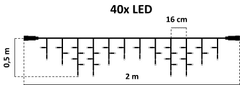 DecoLED DecoLED Svítící rampouchy - 2 x 0,5 m, 40 teple bílých LED