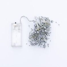 DecoLED DecoLED LED světelný řetěz na baterie - stříbrné perly, ledově bílá, 10 diod, 1,3m