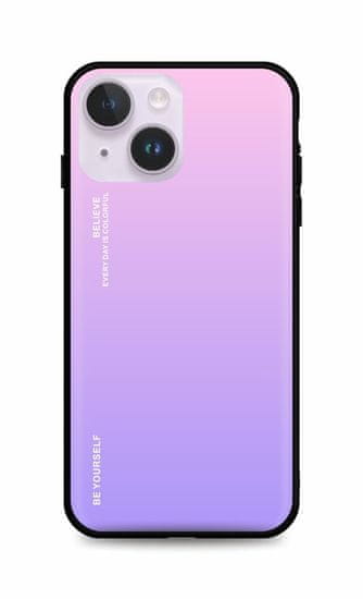 TopQ Kryt LUXURY iPhone 14 pevný duhový růžový 82495