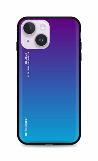 TopQ Kryt LUXURY iPhone 14 pevný duhový purpurový 82498
