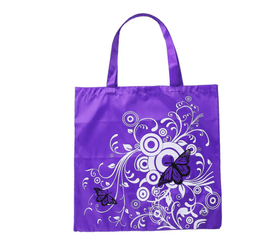 KN Skládací nákupní taška s motýl - fialová