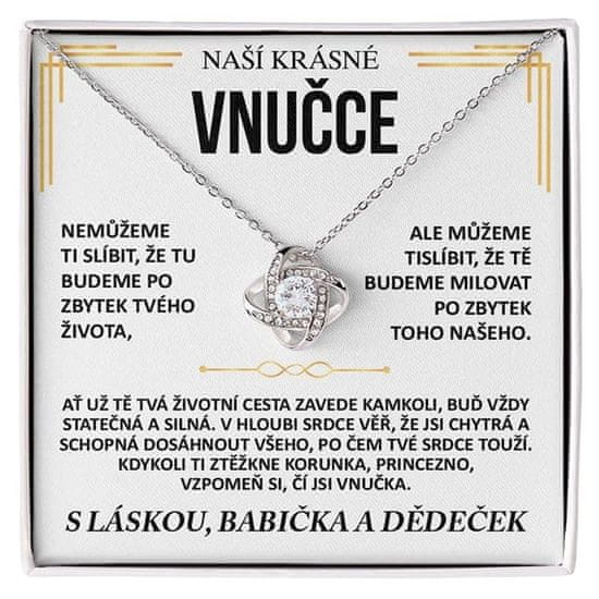 Lovilion Dámsky náhrdelník se zirkoniovými krystaly a kartička se zprávou "Naši krásné vnučce", Dárek k Valentýnu, Valentýn 2024, Dárek na Valentýna | NASUS