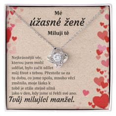 Lovilion Dámsky náhrdelník se zirkoniovými krystaly a kartička se zprávou "Mé úžasné ženě", Dárek k Valentýnu, Valentýn 2024, Dárek na Valentýna | SYNDRA