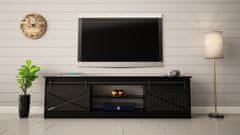 Homlando TV stolek GRANERO 200 cm černý mat / černý lesk