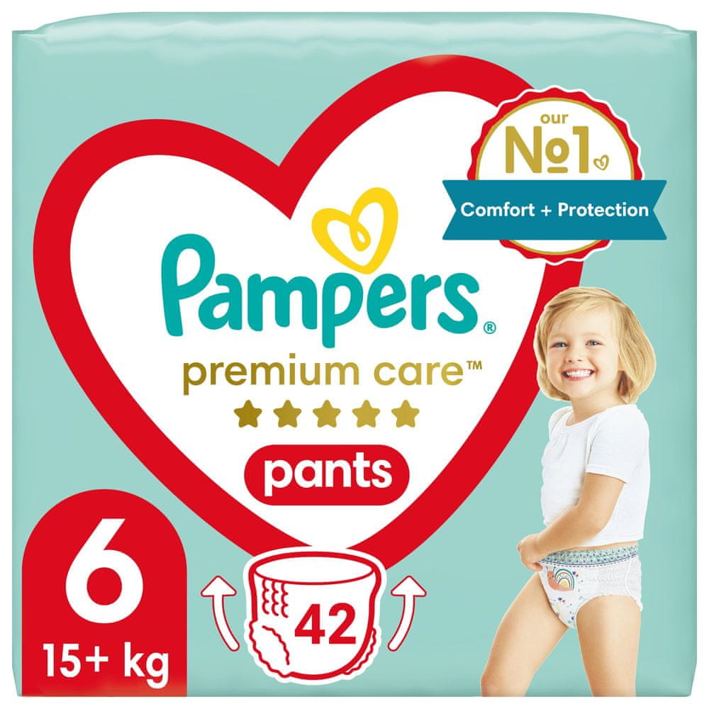 Levně Pampers Premium Care Plenkové Kalhotky vel.6 (15kg+) 42 ks