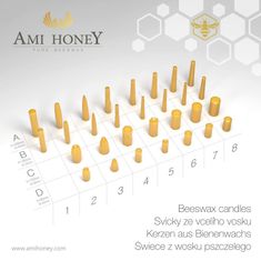 Ami Honey Přírodní svíčka ze včelího vosku Střední s vánočními stromky 90 mm