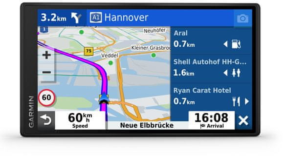 Garmin Drive 55 GPS navigáció 5,5 hüvelykes érintőképernyő világtérkép gyorsabb élethosszig tartó térképfrissítés nagy felbontás szokások tanulása memóriakártya slot microSD-kártya úti cél előrejelzése vezetési szokások kijárat és kereszteződés figyelmeztetések tartó nagyteljesítményű autós navigáció erőteljes autós navigáció hosszú akkumulátor üzemidő fényes kijelző WiFi Bluetooth alkalmazás