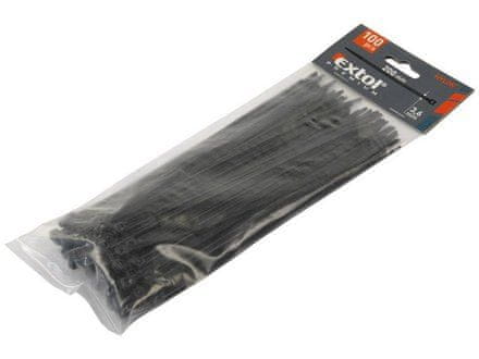 Extol Premium Pásky na vodiče (8856168) černé, 500x4,8mm, 100ks, NYLON