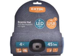 Extol Light Čepice s čelovkou (43191) čepice s čelovkou 4x45lm, nabíjecí, USB, modrá, univerzální velikost