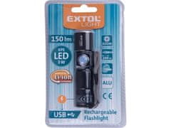 Extol Light Svítilna 43135 svítilna 150lm, nabíjecí, USB, zoom, XPE 3W LED