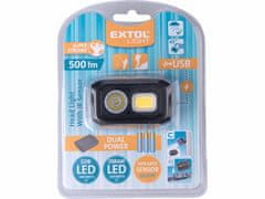 Extol Light Čelovka 431850 čelovka 500lm, Dual Power - Li-ion nebo AAA, USB nabíjení, s IR čidlem, OSRAM LED+COB LED