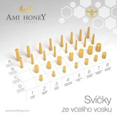 Ami Honey Přírodní svíčka ze včelího vosku Velká s vánočními stromky 130 mm