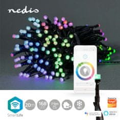 Nedis SmartLife chytrý vánoční řetěz, 168 LED, 20 m, venkovní IP65, barevný RGB (WIFILX01C168)