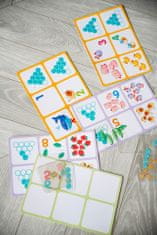 Farfarland Loto s průhlednými plastovými kartami - Počítejte do 10. Vzdělávací hry. Hry pro děti - barevné skládačky deskové hry pro batolata. Rané vzdělávání