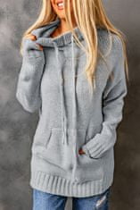 OMG! Dámský pletený svetr s klokaními kapsami Komló šedá L